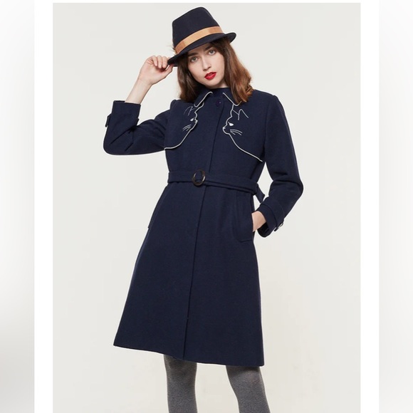 NWT Miss Patina Ailurophile Wool Trench Coat - M - UK SZ10 - Picture 4 of 11